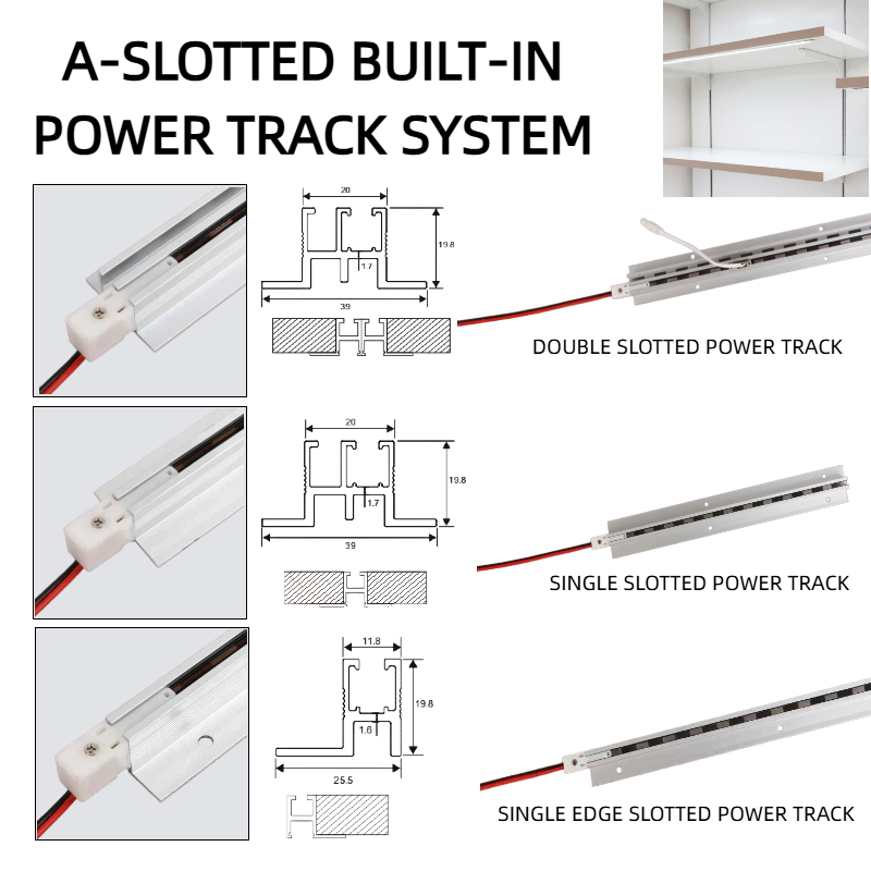 a slotted built in power track system