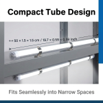 UnioneLED 270 degree slim magnetic LED tube light bar with silver mounting clips for retail shelf and gondola display lighting.