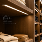 Ultra-thin embedded recessed LED light bar on supermarket gondola wood shelves - UnioneLED