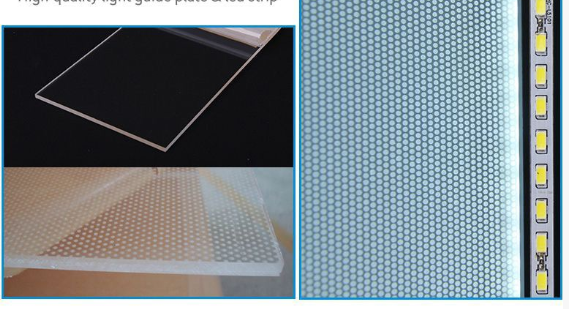 Matrix etched acrylic light guide panel and LED edge strip