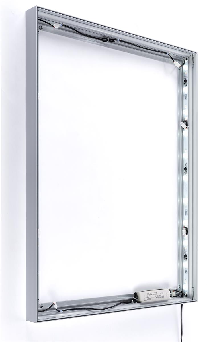 SEG light box aluminum frame with perimeter LED strips, wiring and integrated power driver