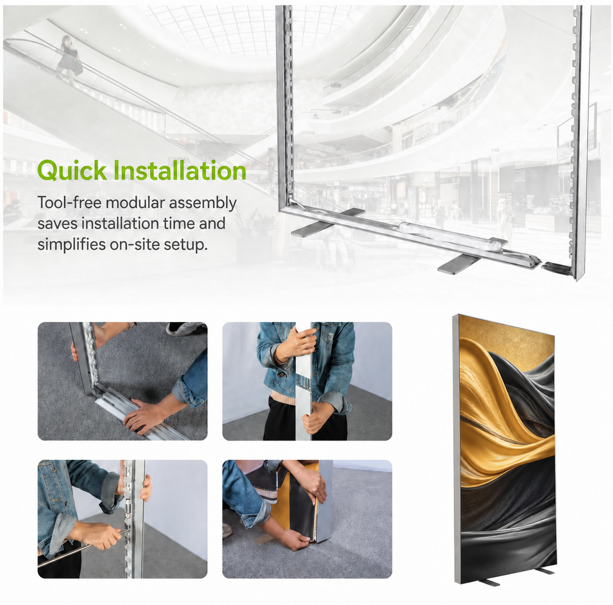 Freestanding SEG fabric light box quick installation