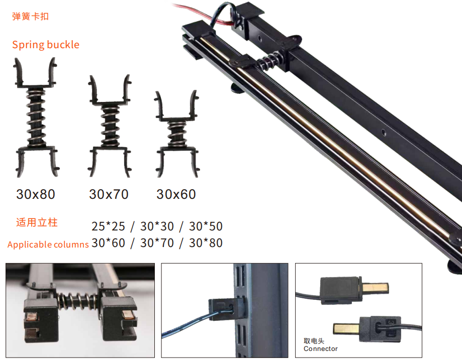 Hidden built-in power track for retail display fixtures