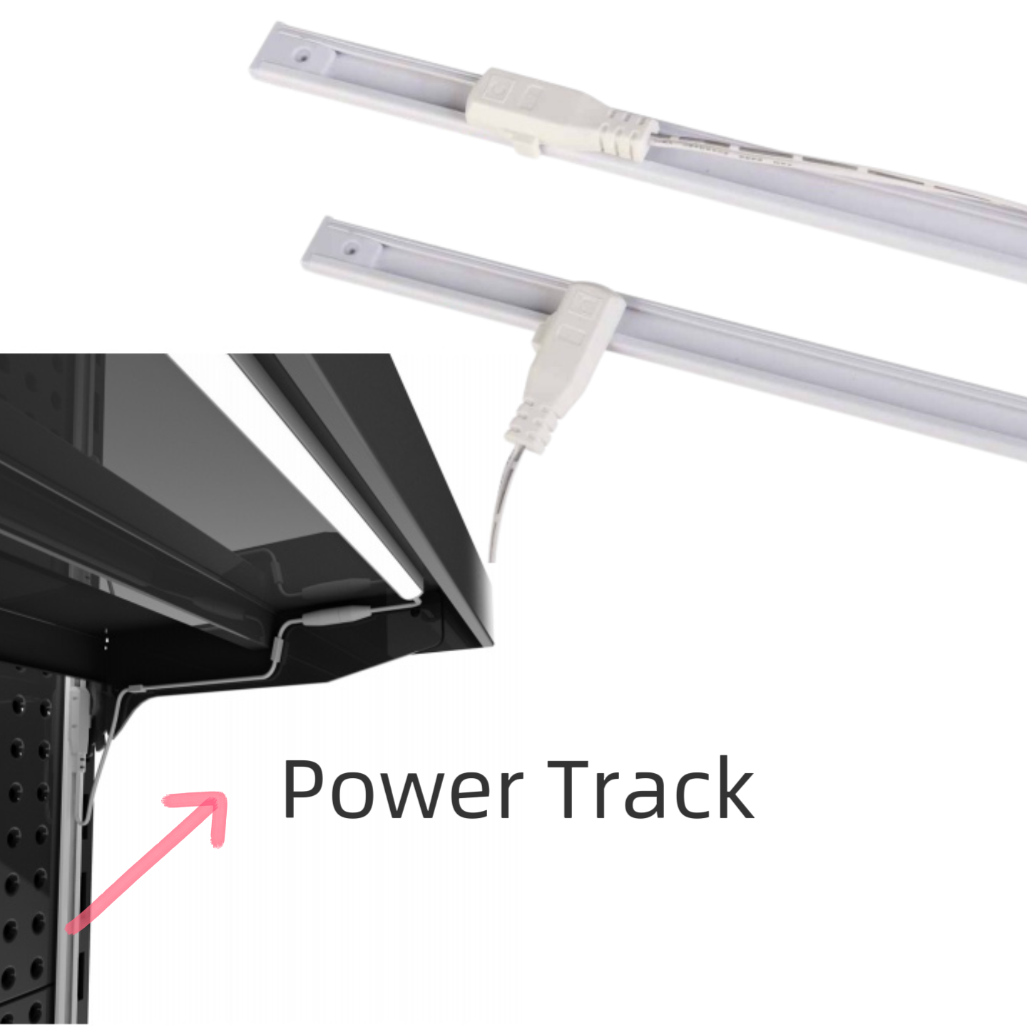 Magnetic Power Track for retail shelf lighting